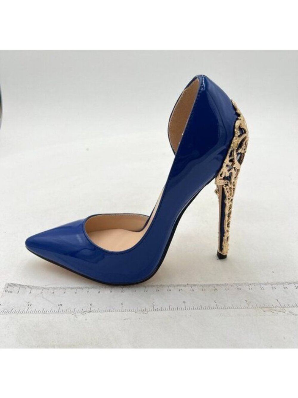 XYD Women Sexy Slip on Flower Carved Metal High Heel Pumps D'Orsay Pointy Toe